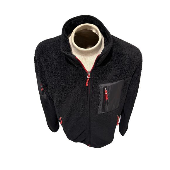 Hawke & Co Burkman Bros Sherpa Fleece Jacket Black Zip Pockets Men’s M - Picture 2 of 6